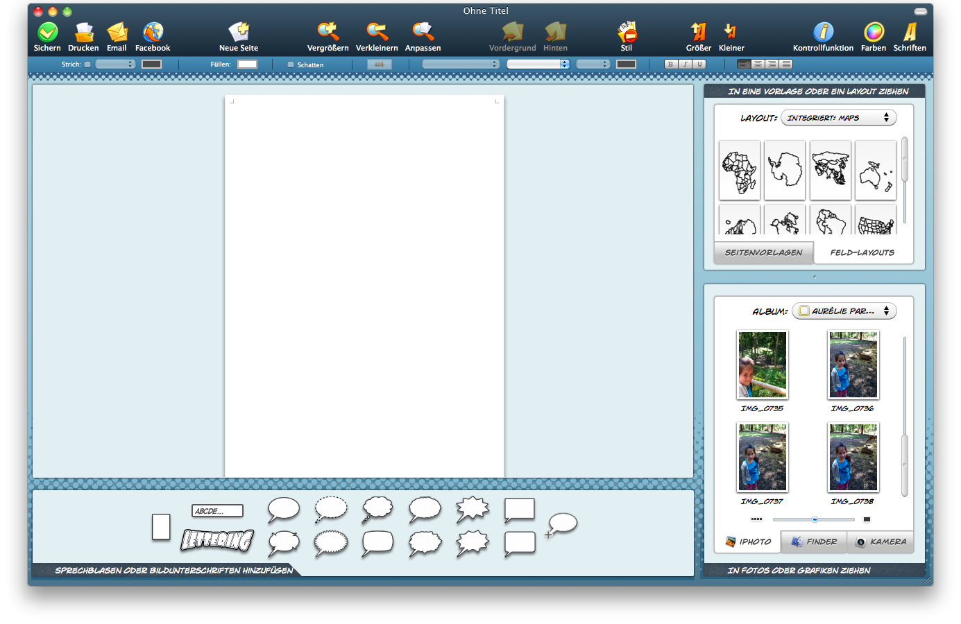 Comic Life Oberfläche